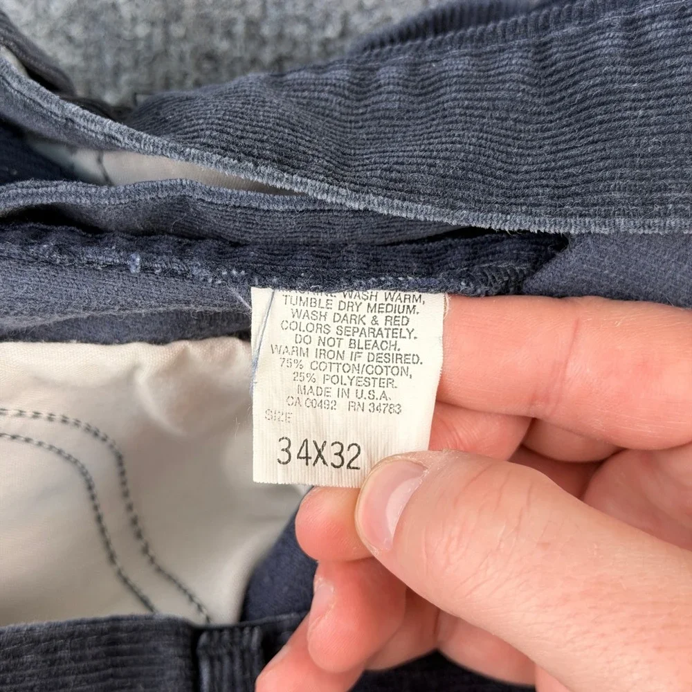 Vintage Lee Riders Corduroy Pants Mens 32x32 Blue Straight Leg Made in USA  80s